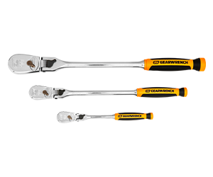 Gearwrench 3 piece 0.25 Inch 0.375 inch and 0.5 inch Drive Flex Head Ratchets