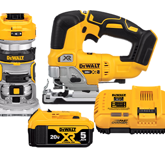 DEWALT 20V MAX XR 2 Tool Woodworking Kit with Router & Jig Saw
