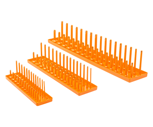 Gearwrench 3 piece 0.25 Inch 0.375 Inch and 0.5 Inch Drive Orange Metric Socket Storage Tray Set