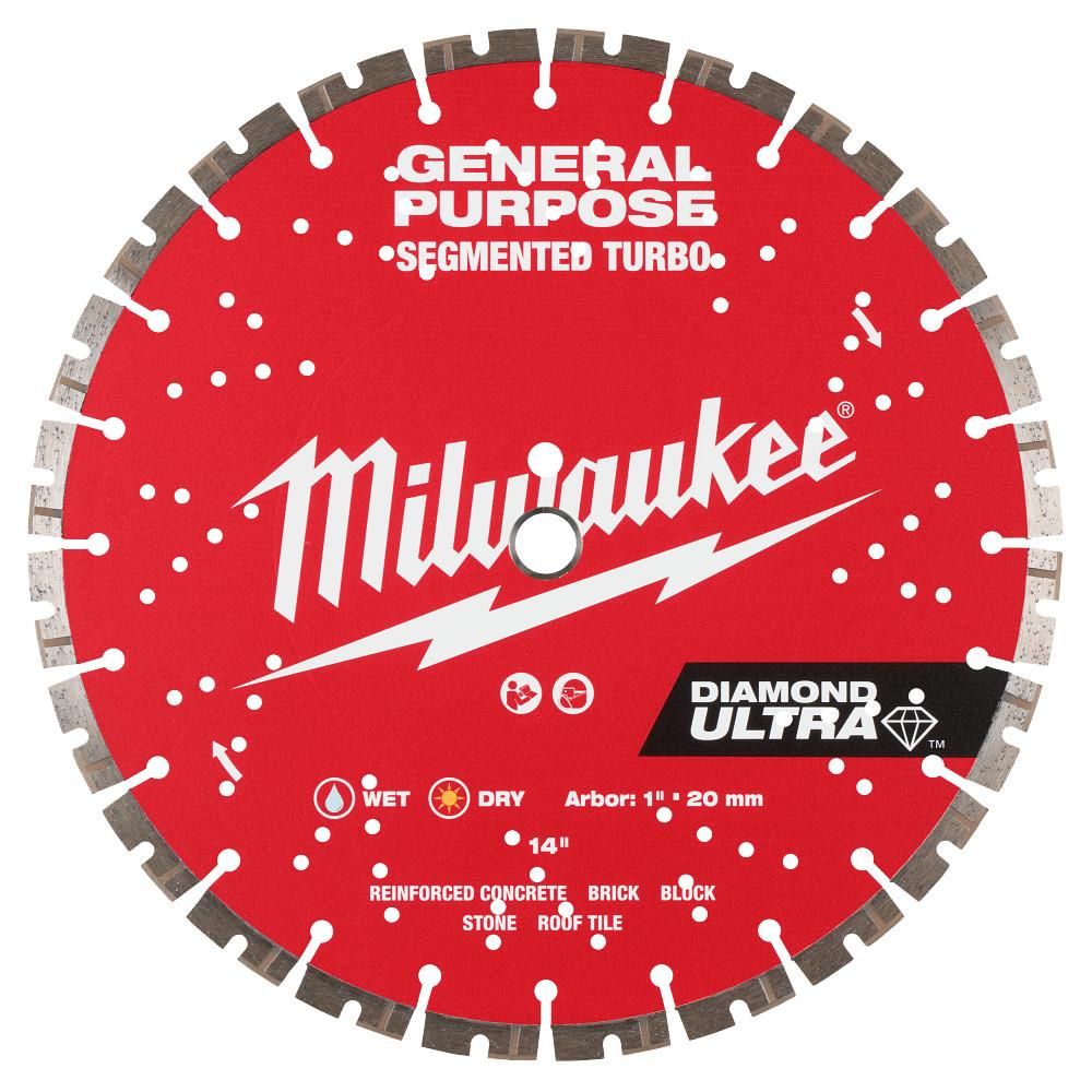 Milwaukee DIAMOND ULTRA 14 Inch Segmented Turbo Rim Diamond Blade for Reinforced Concrete, Stone, and Brick image number null