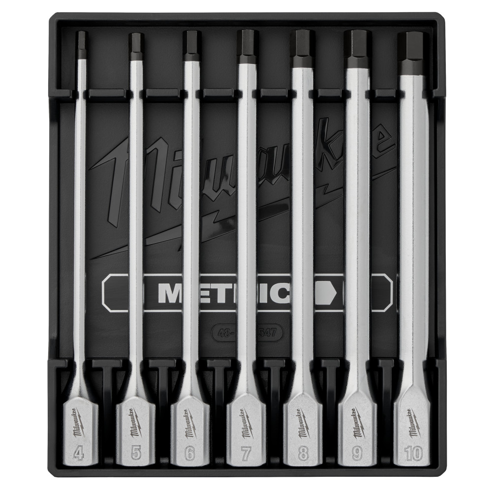 Milwaukee 3/8 Inch Drive Long Hex Bit Socket Set Metric 7 Pieces