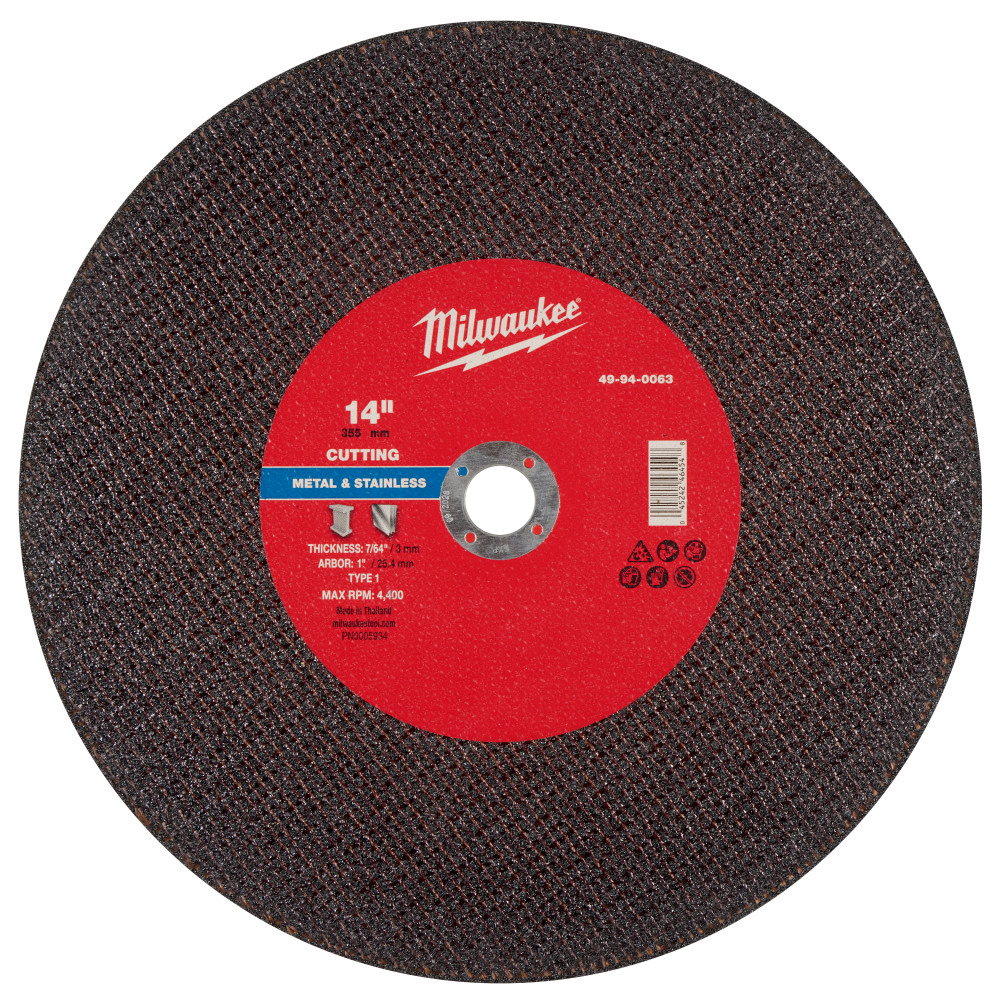 Milwaukee 14 Inch x 7/64 Inch x 1 Inch Metal Cut Off Wheel Type 1